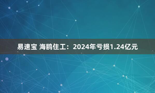 易速宝 海鸥住工：2024年亏损1.24亿元