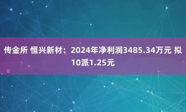 传金所 恒兴新材：2024年净利润3485.34万元 拟10派1.25元